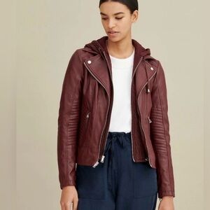 GUESS Burgandy Faux Leather Jacket